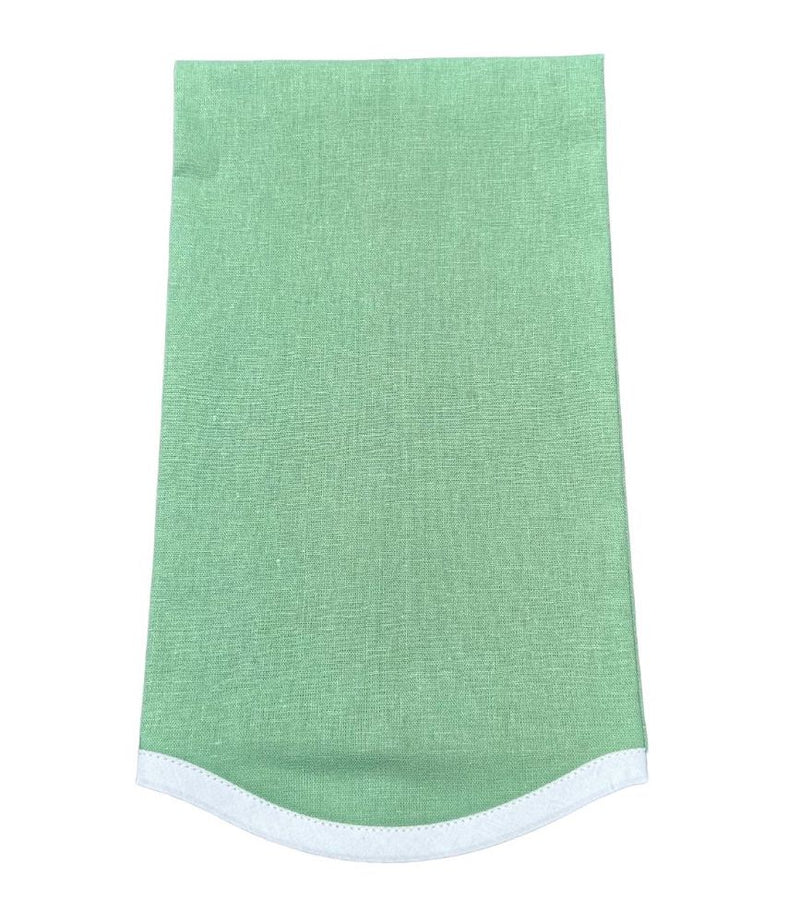 Guest Towel | Green Linen Scalloped Hem