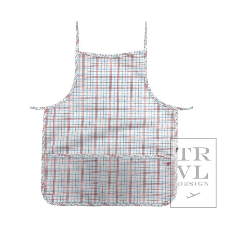 Wipeable Kids Apron | Patriotic Plaid