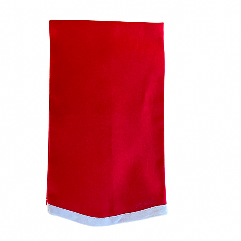 Guest Towel | Red Linen Scalloped Hem
