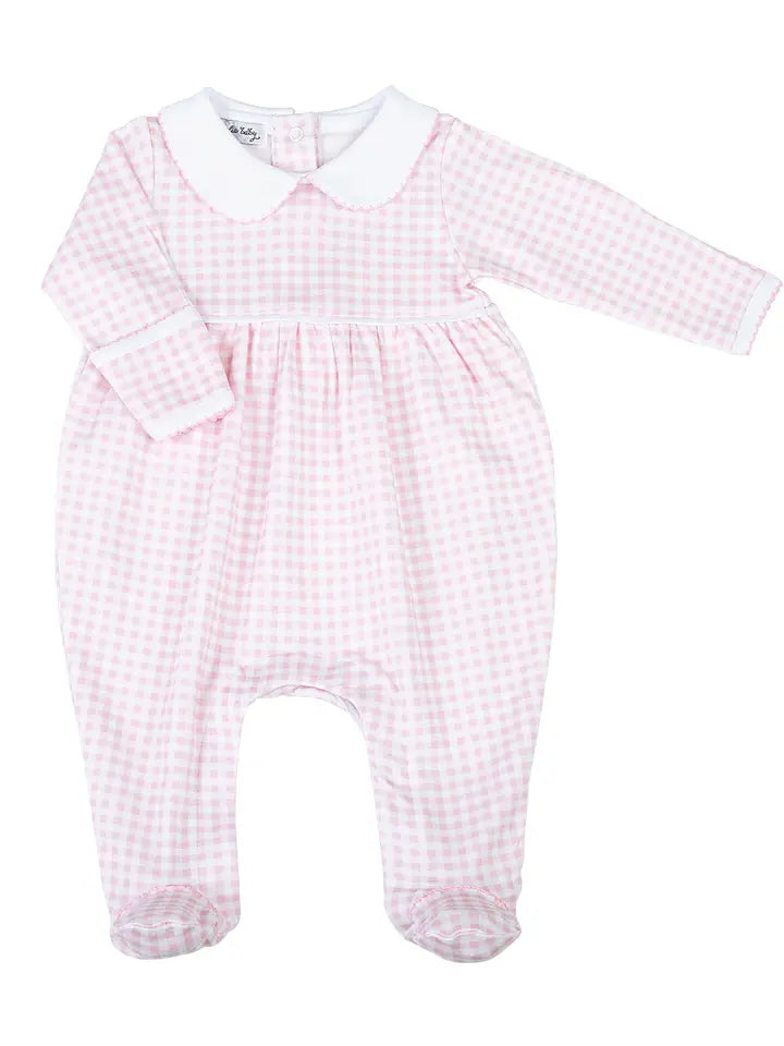 Pink Mini Check Collared Girl Footie