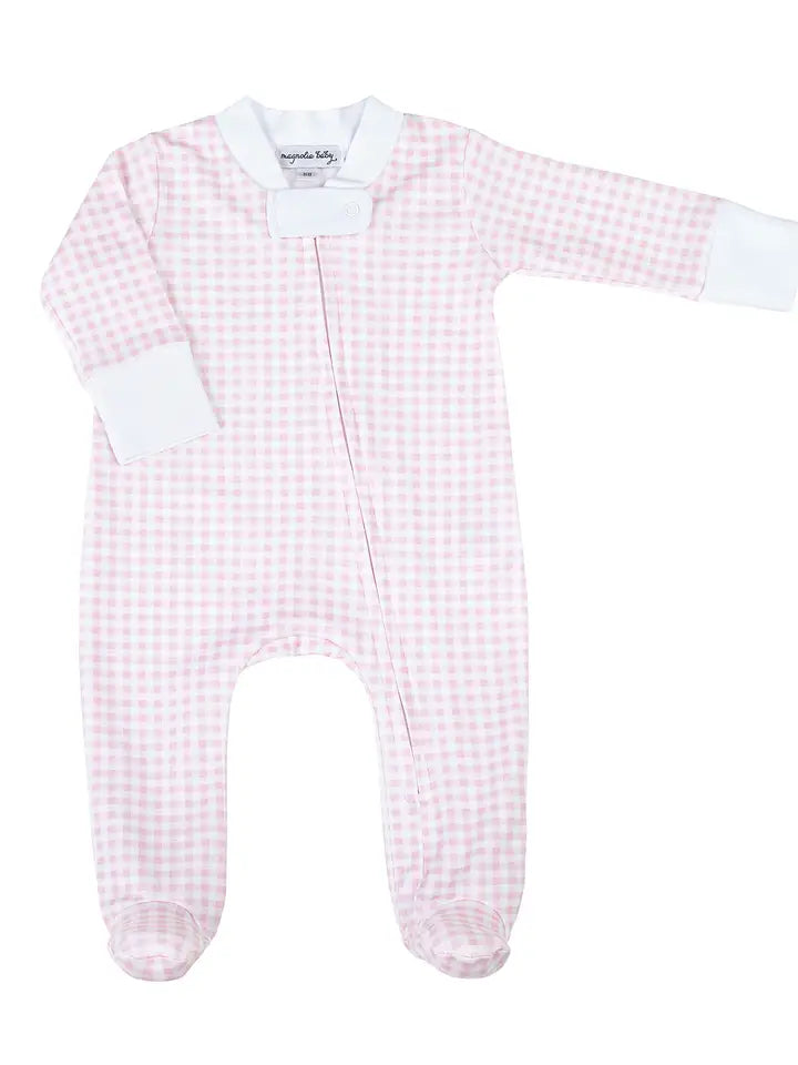 Pink Mini Check Zip Footie