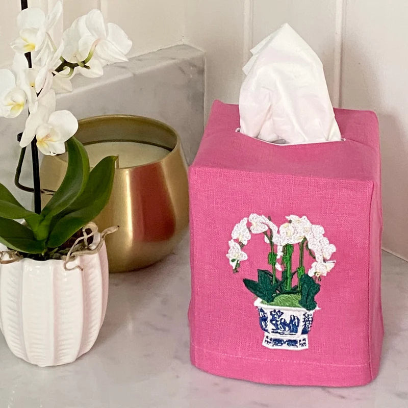 Linen Tissue Box Cover | Primavera Pink