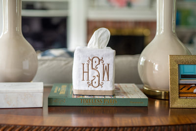 Linen Tissue Box Cover | Banded